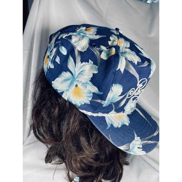 Park City San Sun Tropical Hawaiian Orchid Baseball Hat Blue Adjustable Vintage - Picture 7 of 12